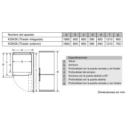 FRIGO BOSCH KGN 36VWEA 186X60 NF  BCO.